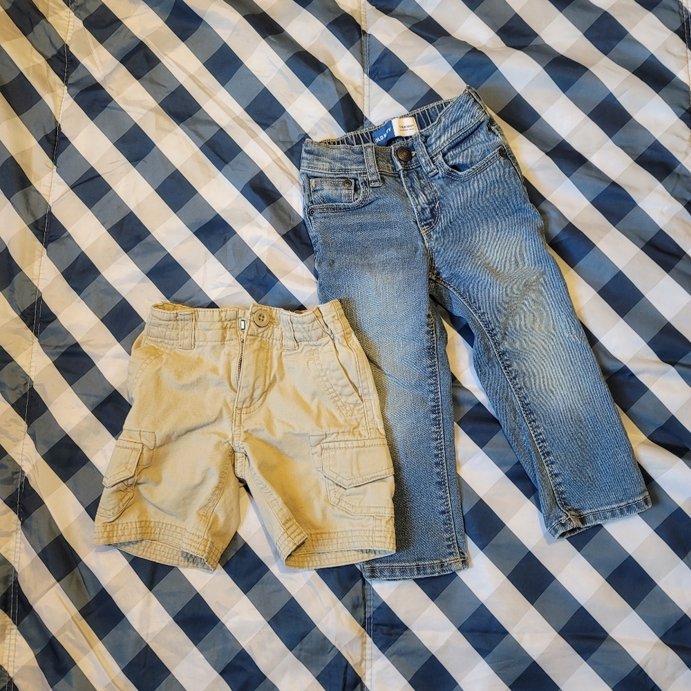 Old Navy Blue Jeans and Tan Carho  Shorts for Toddler